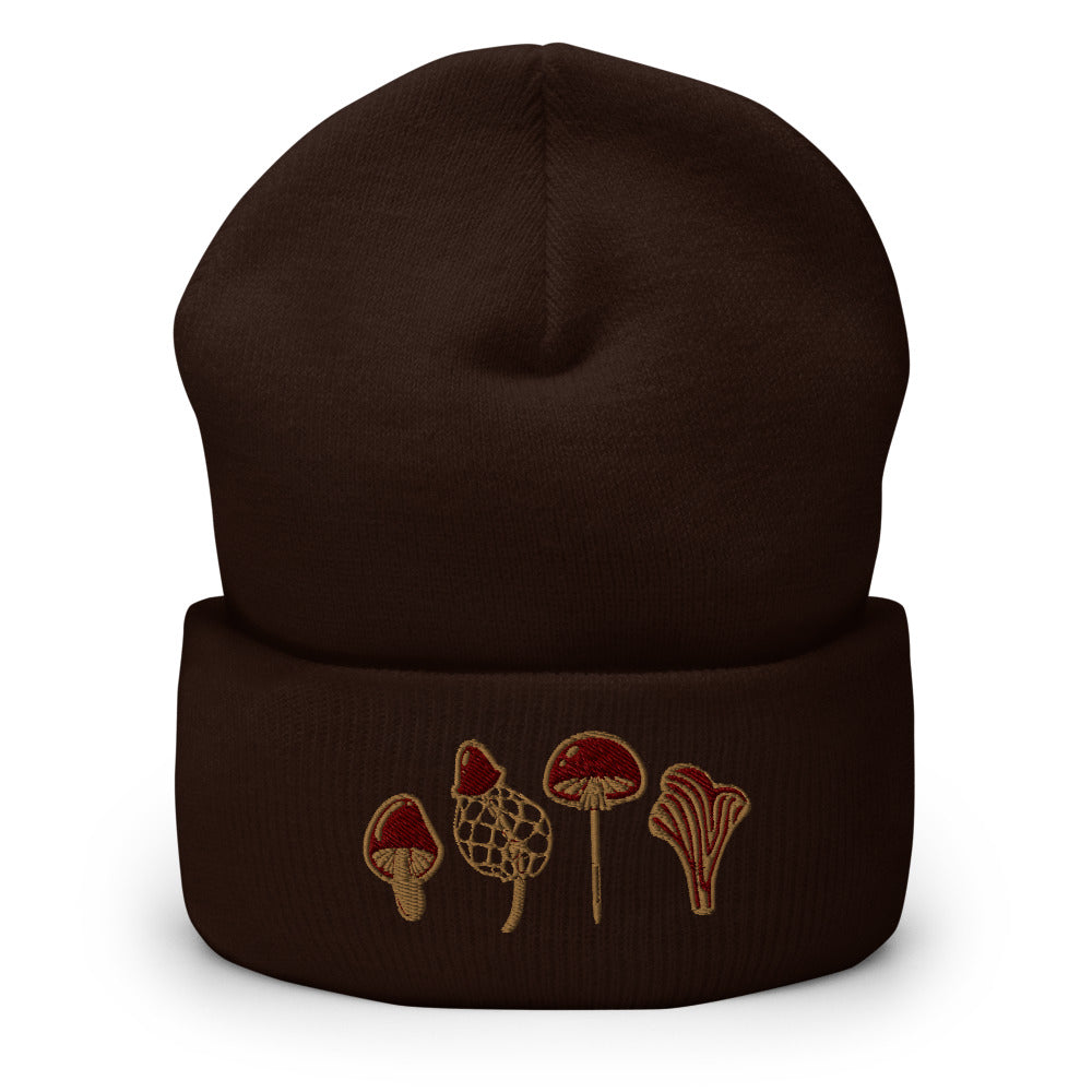 Embroidered Mushroom Beanie