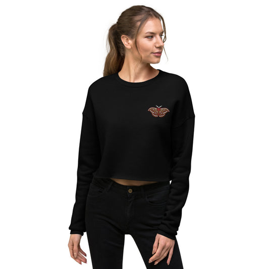 Moth Embroidered Crop Sweatshirt