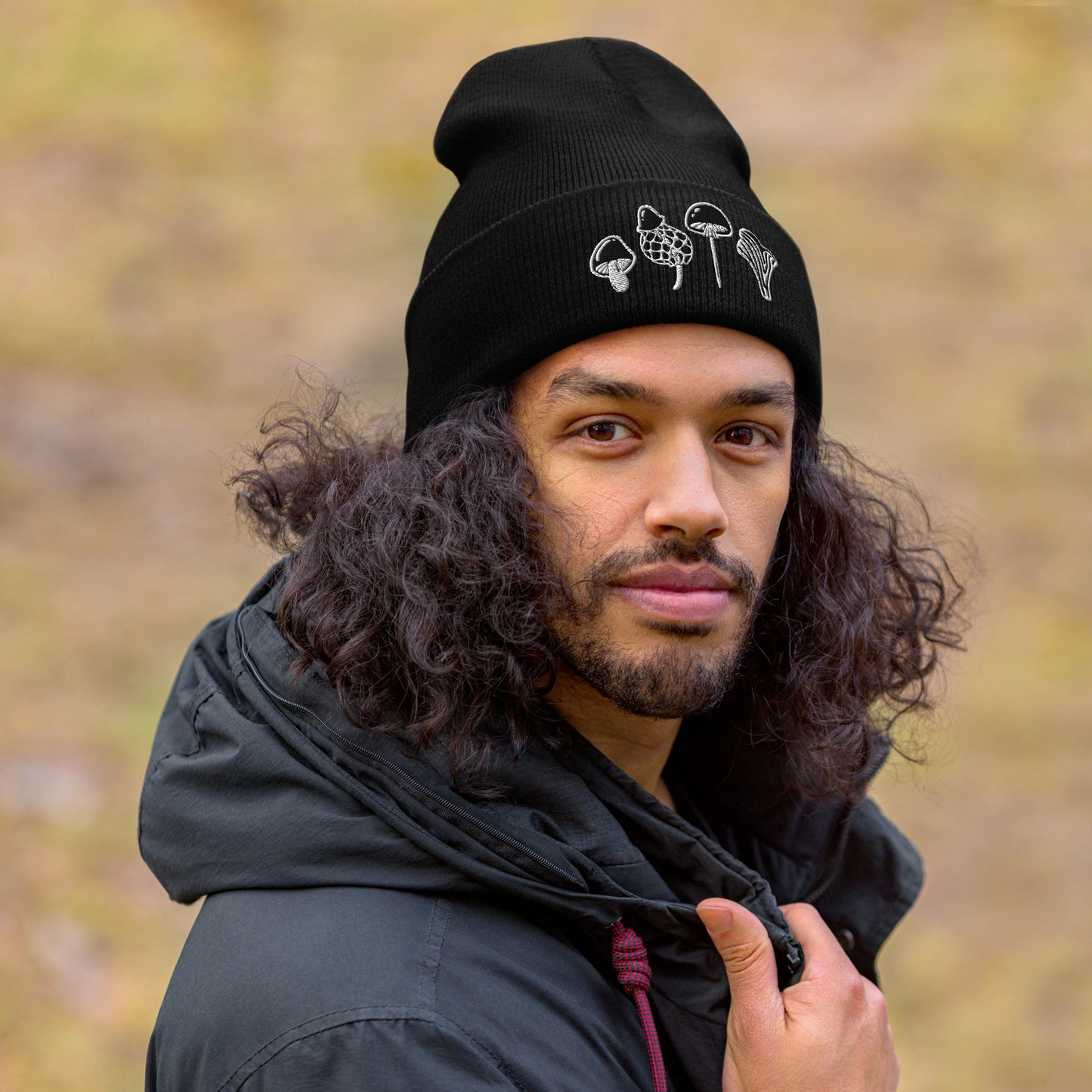 Embroidered Mushroom Beanie