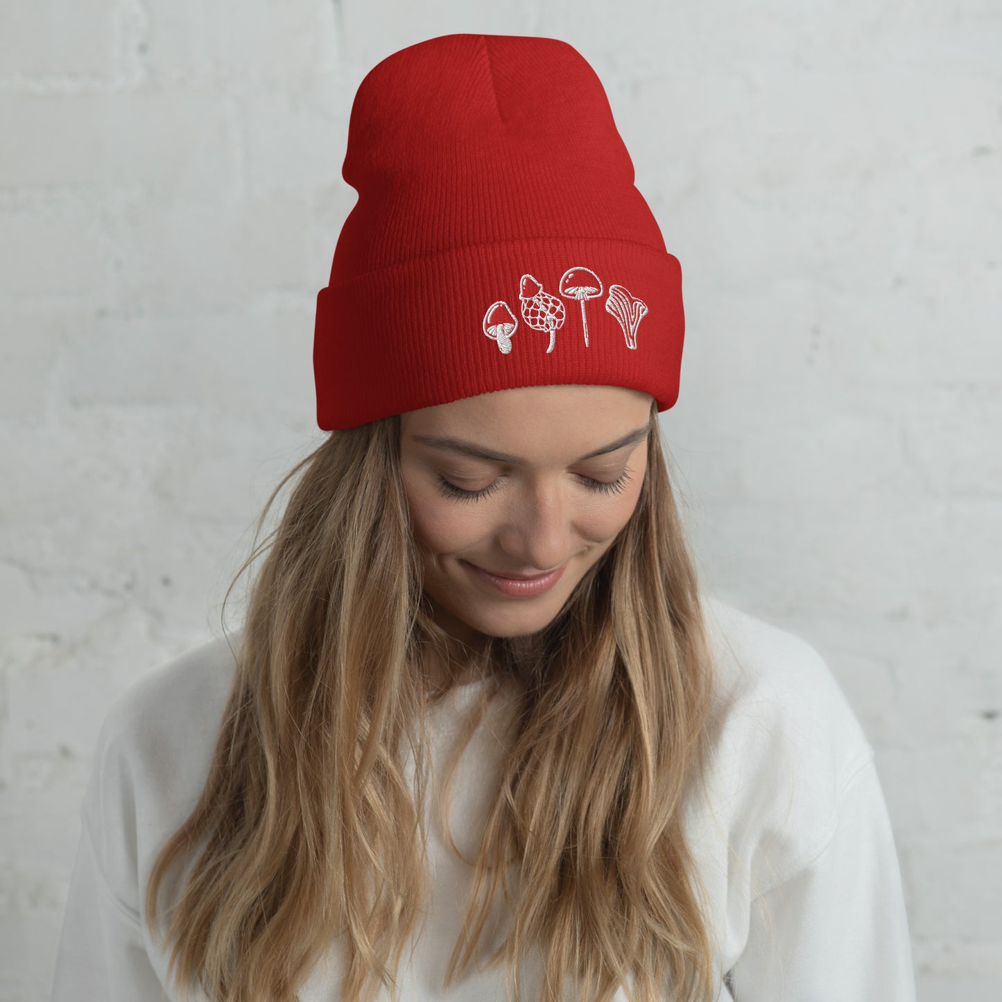 Embroidered Mushroom Beanie