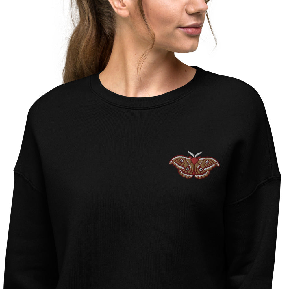 Moth Embroidered Crop Sweatshirt